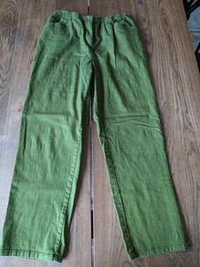 Blair Women's Green Stretchy Waistband Pants With Pockets Size 14